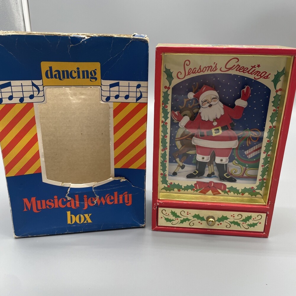 VINTAGE Otagiri DANCING SANTA & Reindeer - Jingle Bells MUSIC BOX 1979 - Picture 2 of 16